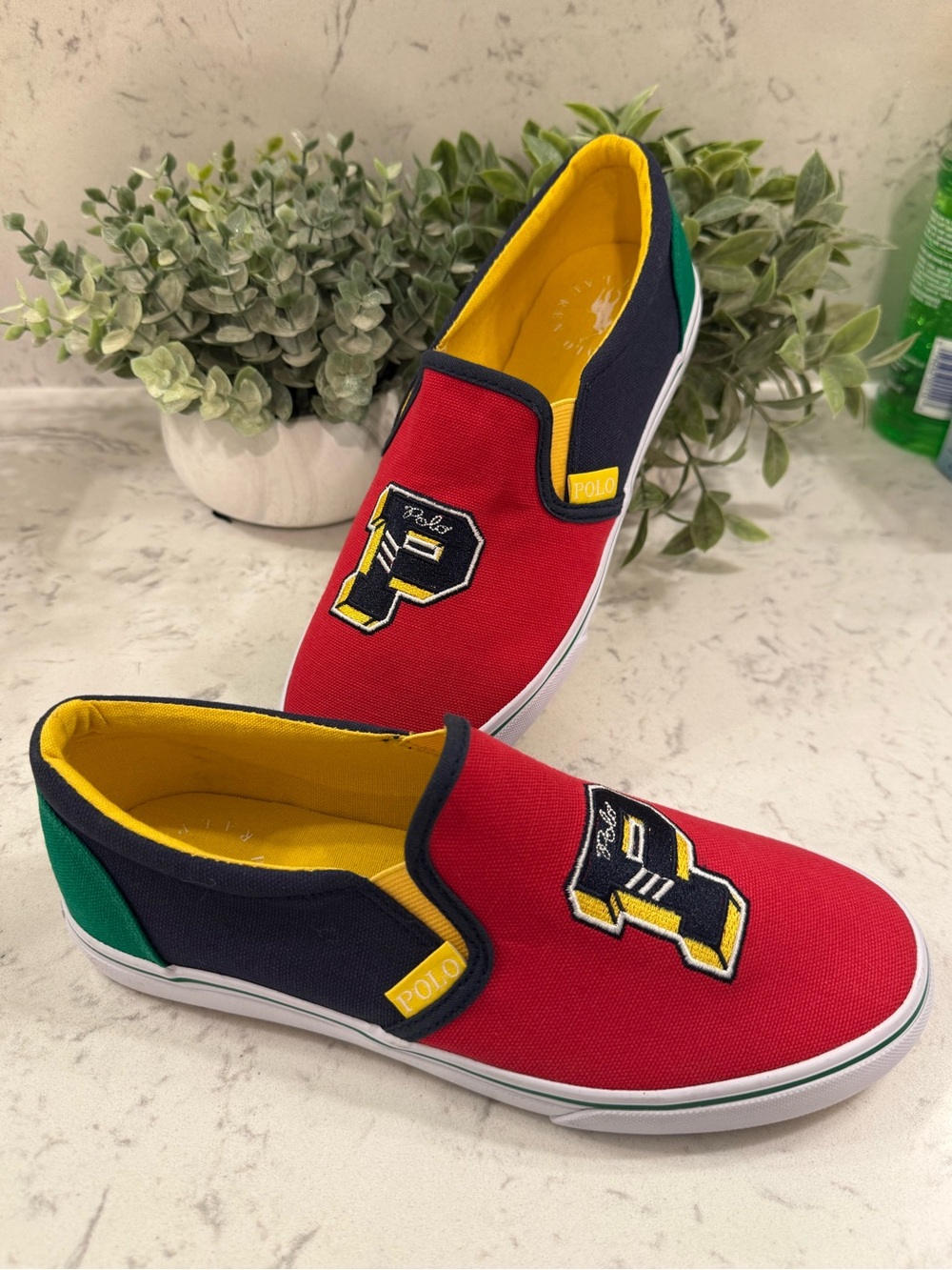 Polo by Ralph Lauren Red, Navy & Green Slip-On Flats